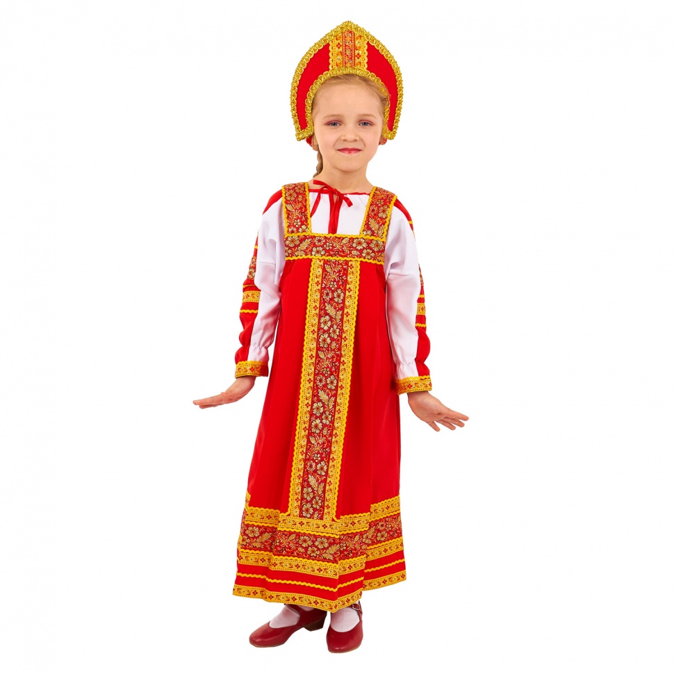  Русский народный костюм "Настя" детский красный