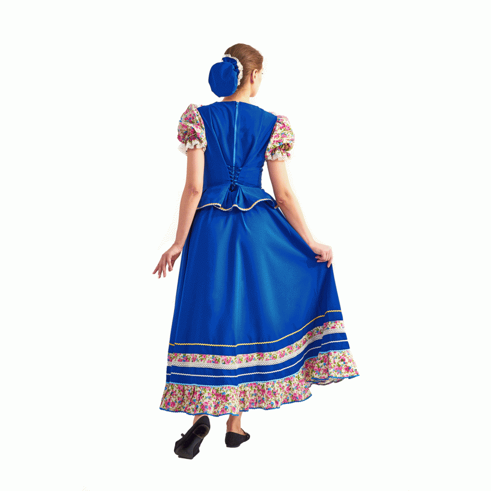 Русский народный костюм "Казачка длинная" взрослый синий