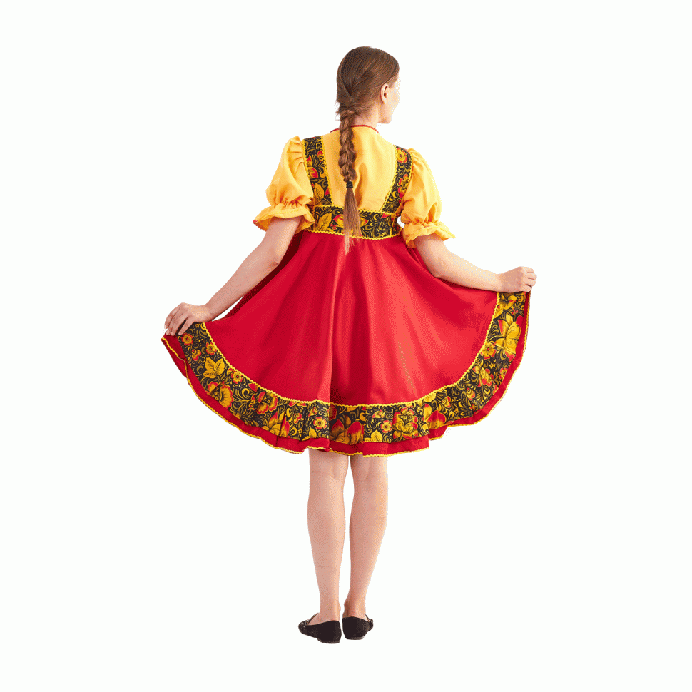 Русский народный костюм "Хохлома плясовая" взрослый красный