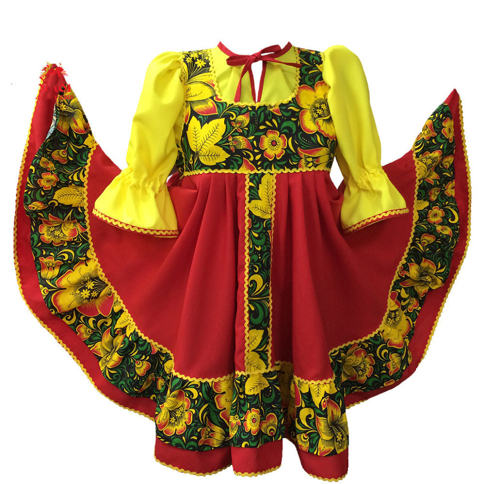 Русский народный костюм "Хохлома плясовая" взрослый красный