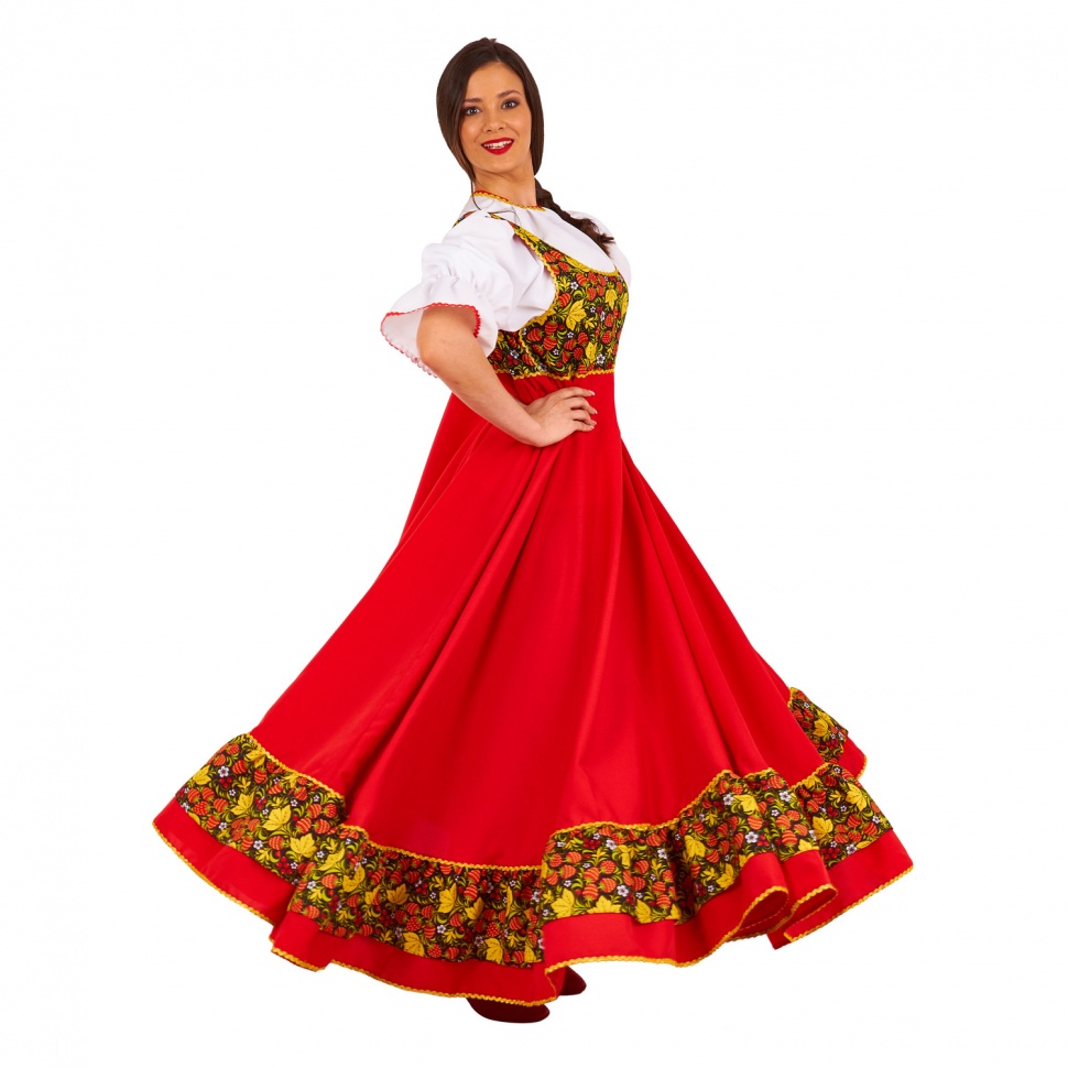 Русский народный костюм "Мария" взрослый красный