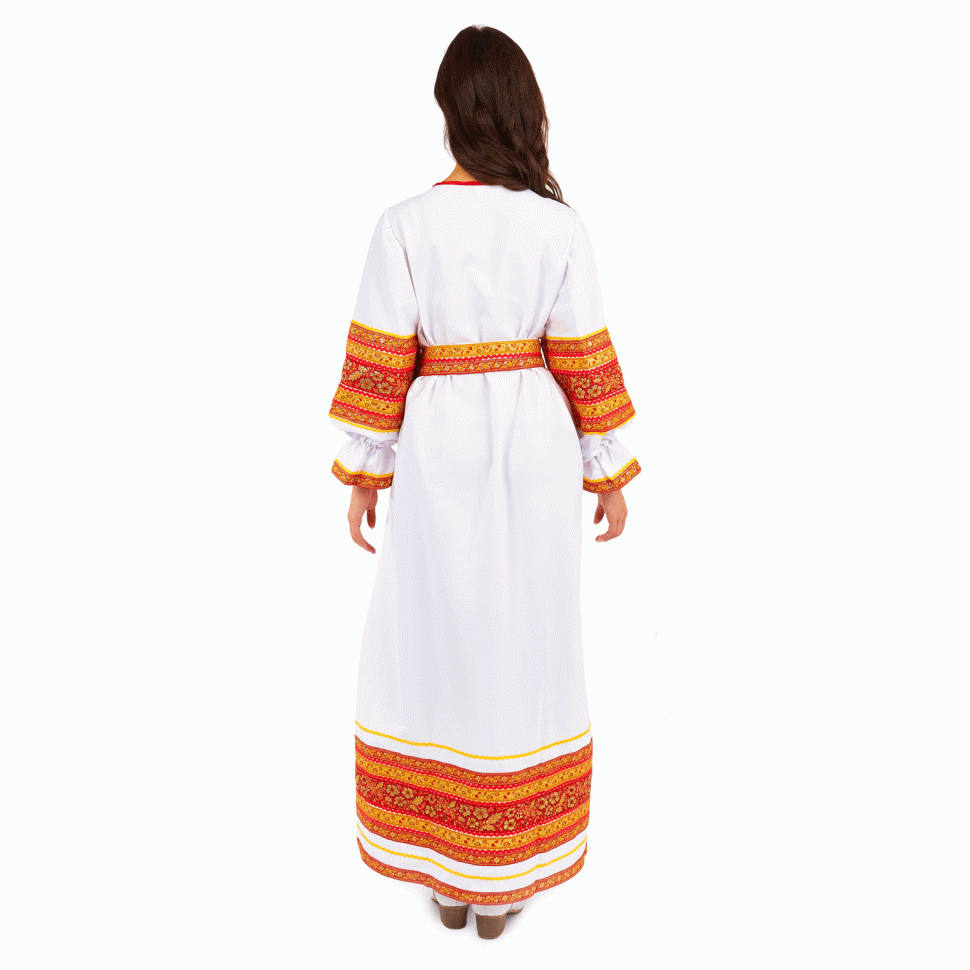 Русский народный костюм "Купеческая" взрослый белый с красным