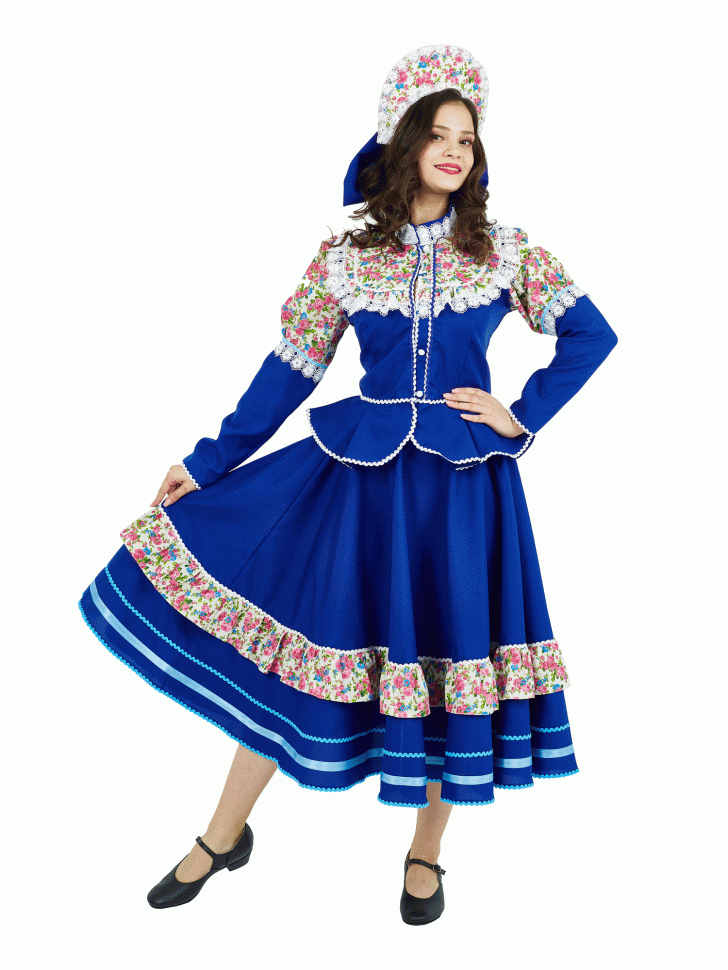 Русский народный костюм "Кадриль Кубанская" взрослый синий