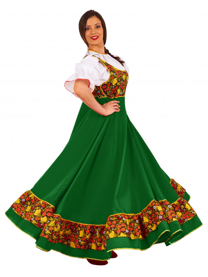 Русский народный костюм "Мария" взрослый зеленый