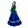 Русский народный костюм "Казачка Донская" взрослый синий с зеленым