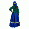 Русский народный костюм "Казачка Донская" взрослый синий с зеленым