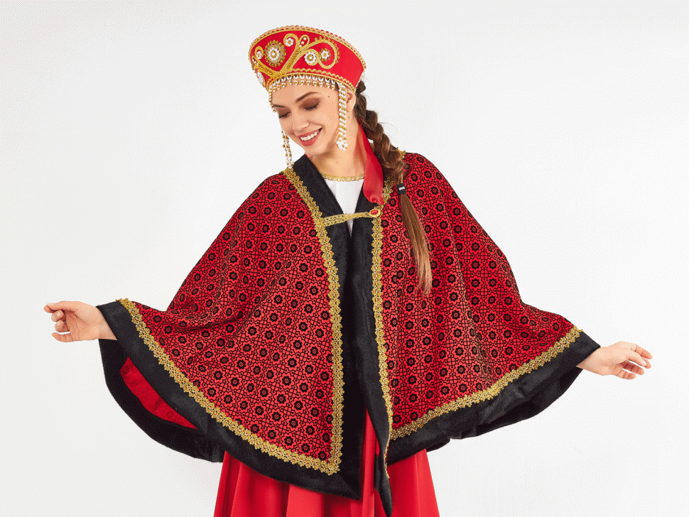 Русский народный костюм "Сударушка с кокошником" взрослый красный