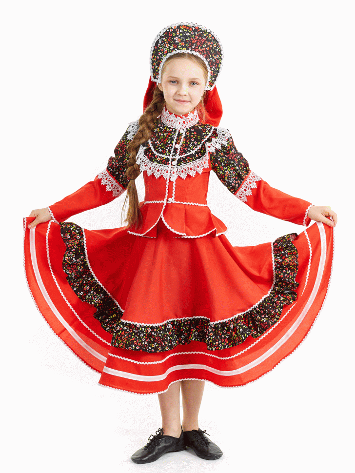 Русский народный костюм "Кадриль кубанская" детский красный 