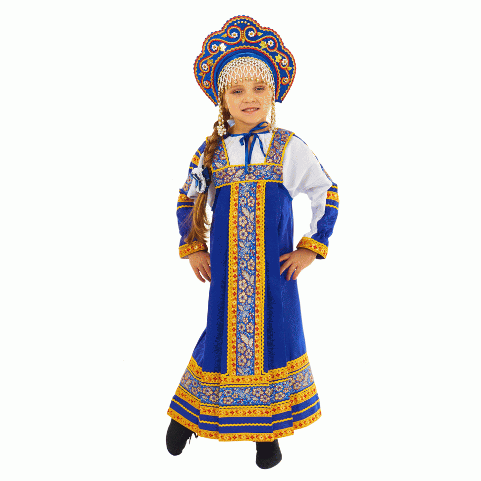 Русский народный костюм "Настя" детский синий