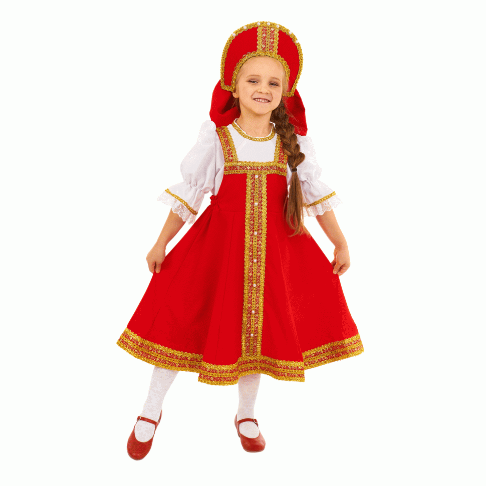 Русский народный костюм "Василиса" детский красный