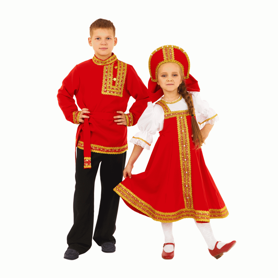 Русский народный костюм "Василиса" детский красный