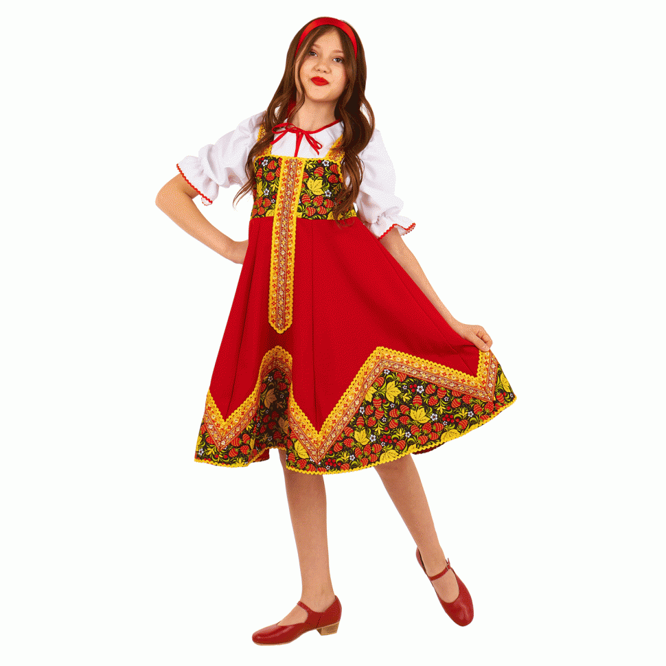 Русский народный костюм "Катюша" детский красный