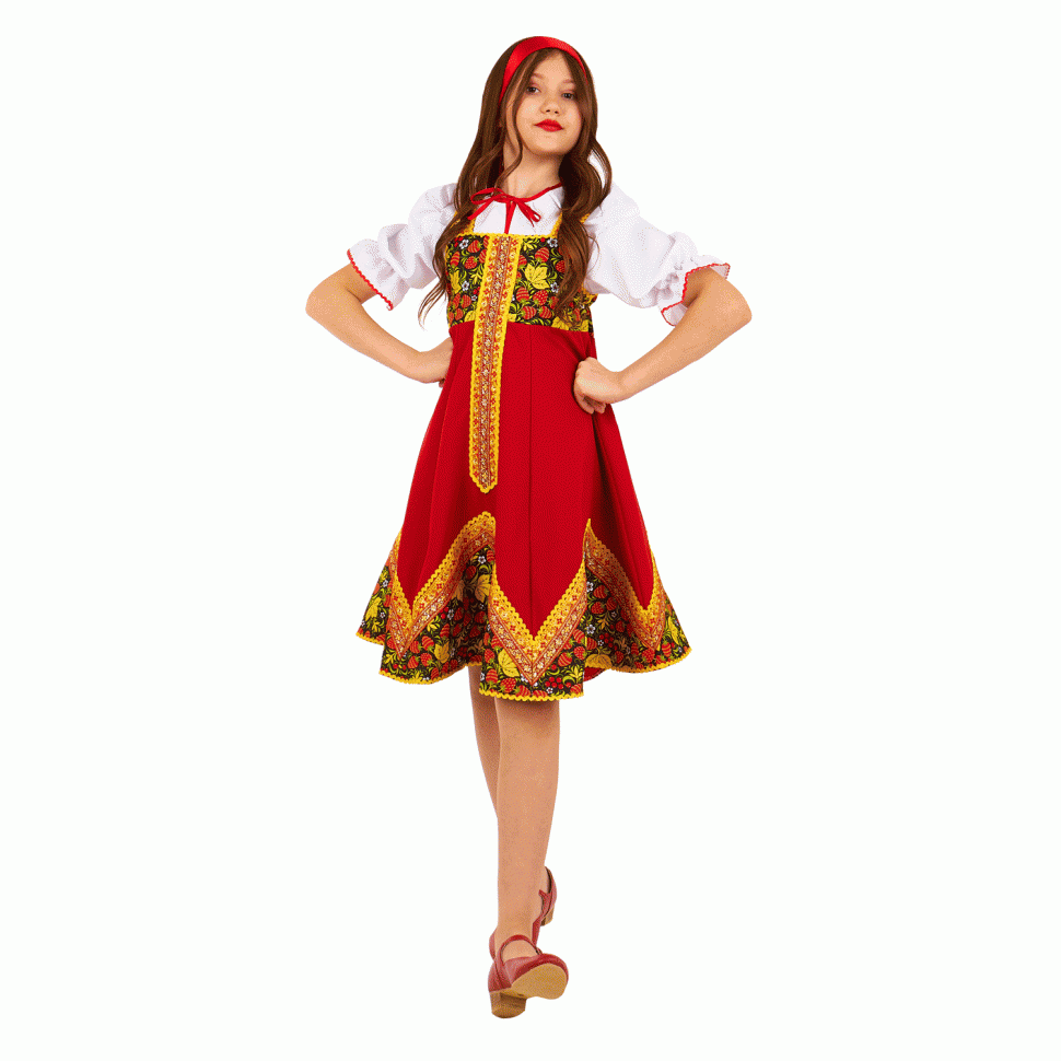 Русский народный костюм "Катюша" детский красный