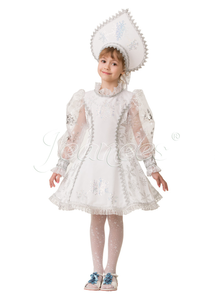 "Снегурочка велюр" белая карнавальный костюм арт 5233