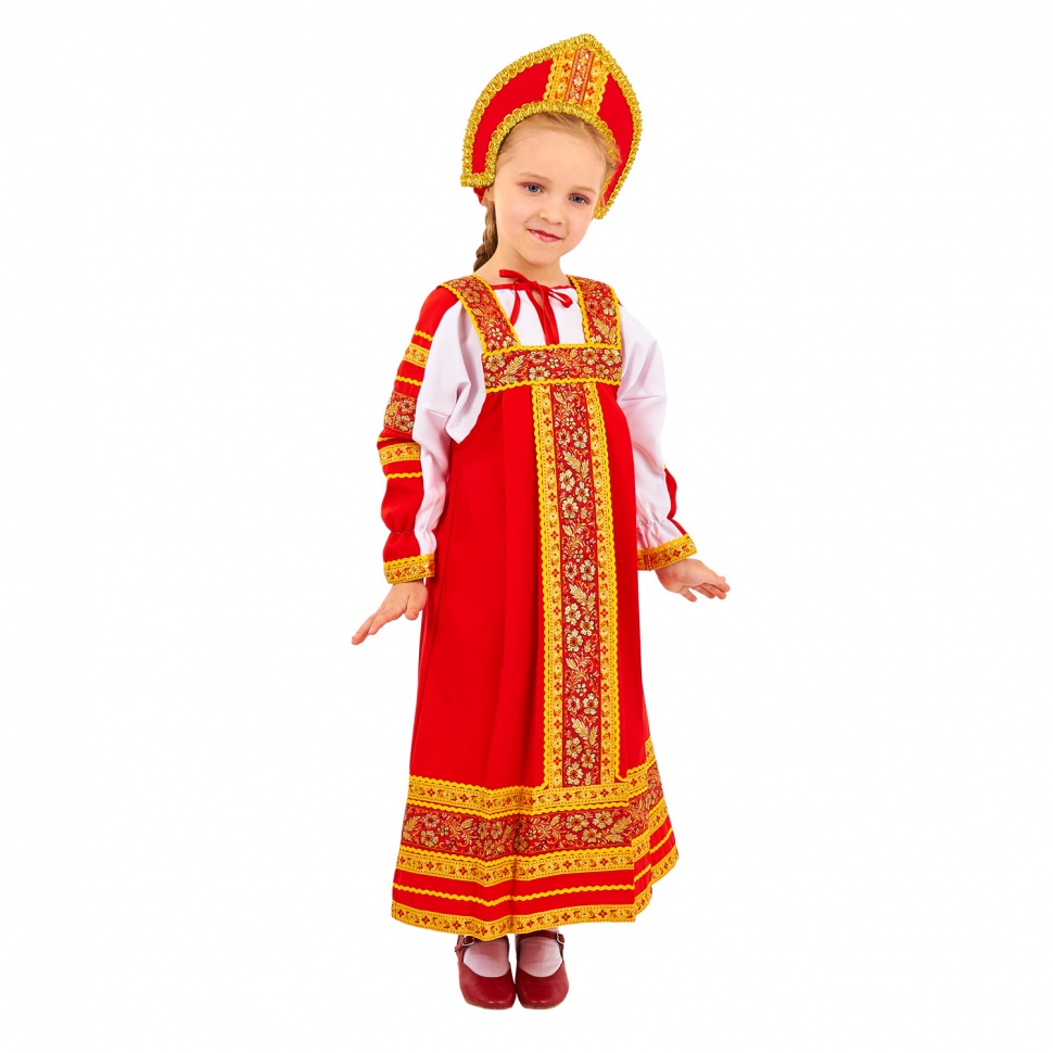 "Настя" Русский народный костюм для девочки красный