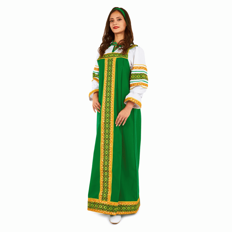 Русский народный костюм "Настенька" взрослая зелёная