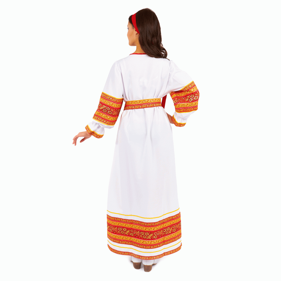 Русский народный костюм "Купеческая" бело/красная