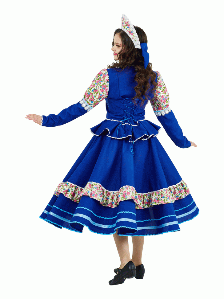 Русский народный костюм "Кадриль Кубанская" синяя взрослая