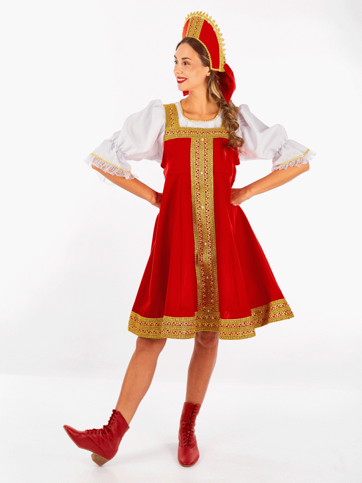 Русский народный костюм "Василиса" взрослый красный