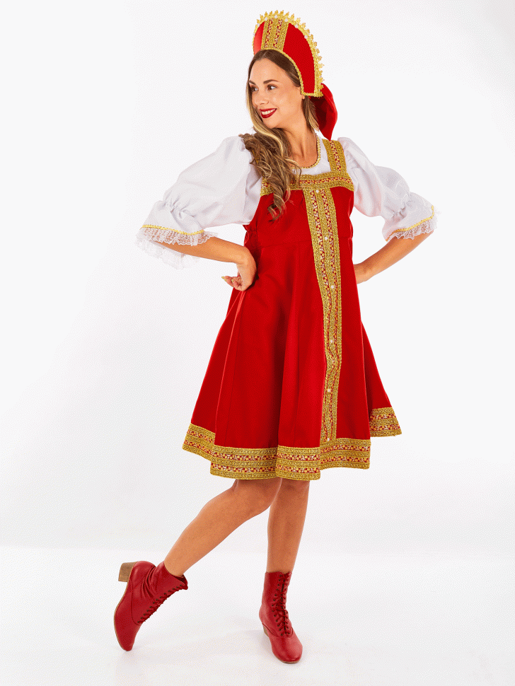 Русский народный костюм "Василиса" взрослый красный