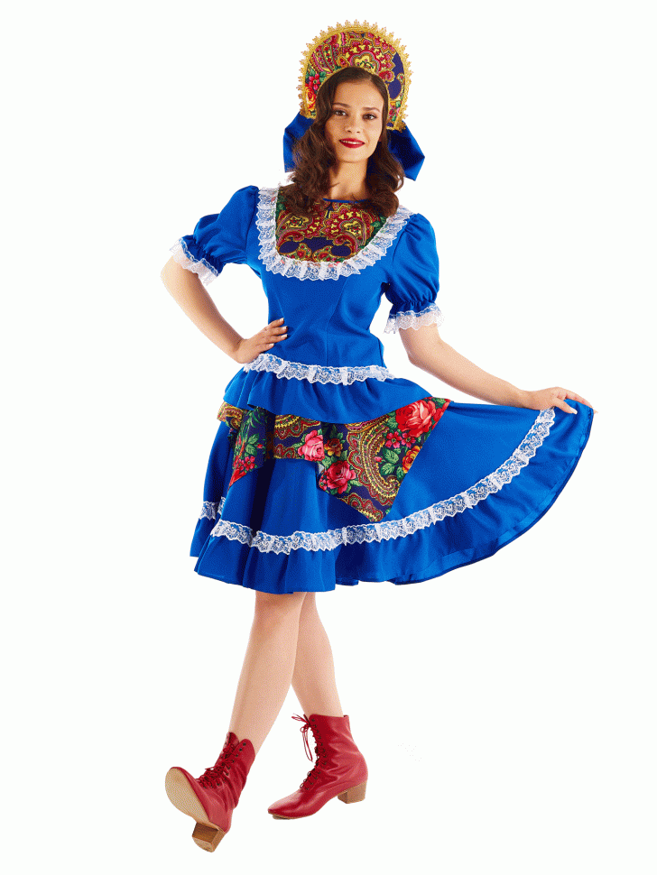 Русский народный костюм "Светлана" взрослый синий