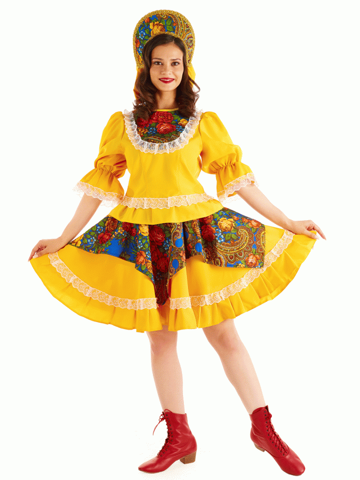 Русский народный костюм "Светлана" взрослый жёлтый