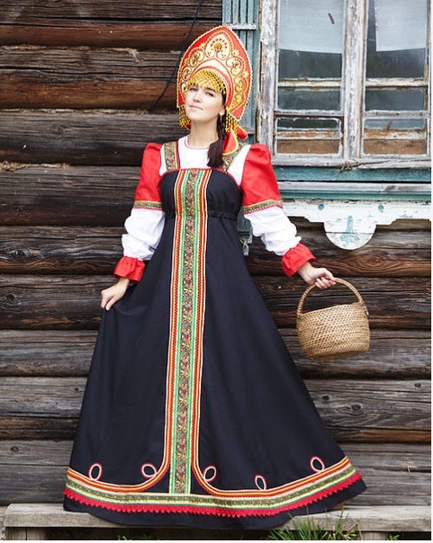 Русский народный костюм "Любава" чёрный