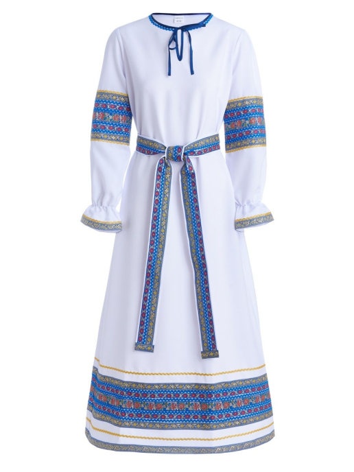 Русский народный костюм "Купеческая" бело/синяя