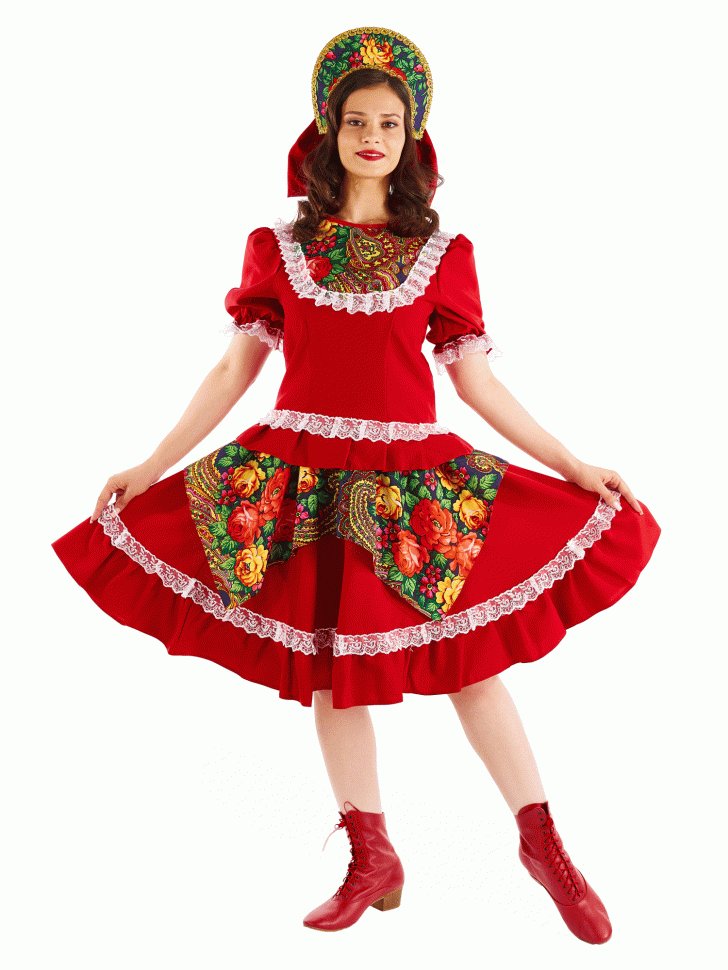 Русский народный костюм "Светлана" взрослый красная