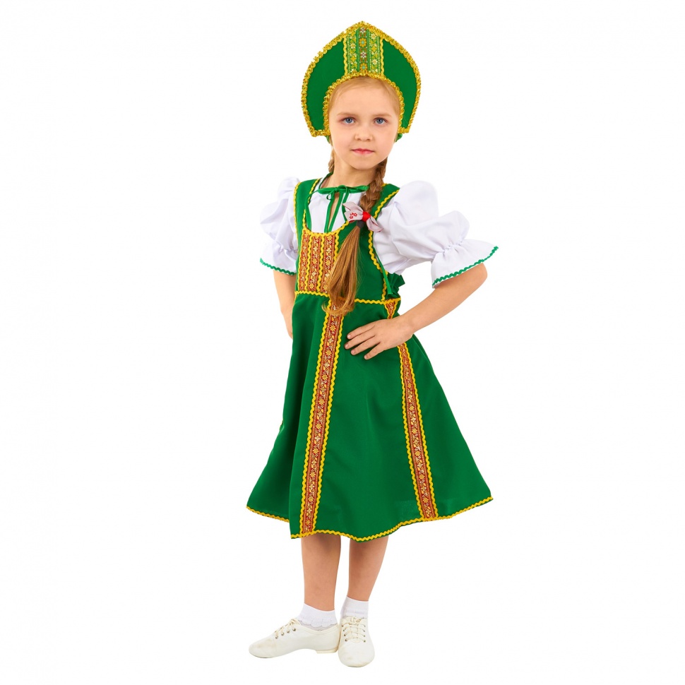 "Ксюша с кокошником" Русский народный костюм зелёная
