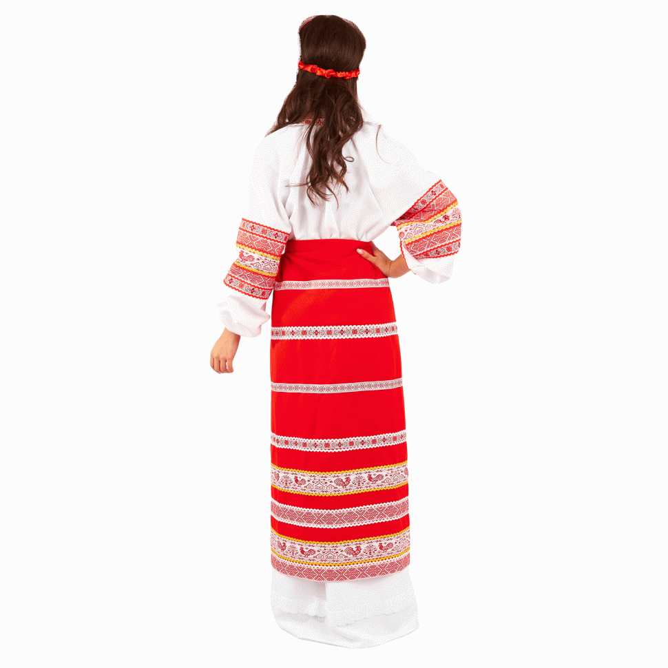 Русский народный костюм с поневой красный М77